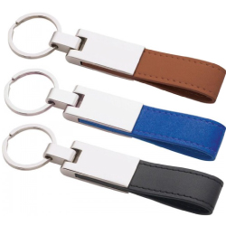 Metal Keychains with Leather Strap